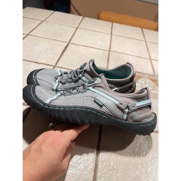 Jsport by Jambu Water-Ready Slip-On Women Shoes 7.5M Gray/Teal Mesh Vegan Upper - Picture 4 of 13